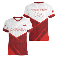 Custom Canada Rugby 2024 Women V-Neck T-Shirt Go Canada Simple Style LT05 - Wonder Print Shop