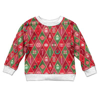 Red Argyle Christmas Pattern Kid Ugly Christmas Sweater - Wonder Print Shop