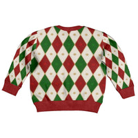 Red And Green Christmas Argyle Pattern Kid Ugly Christmas Sweater - Wonder Print Shop