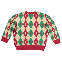 Green And Red Diamond Christmas Pattern Kid Ugly Christmas Sweater - Wonder Print Shop
