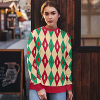 Green And Red Diamond Christmas Pattern Ugly Christmas Sweater - Wonder Print Shop