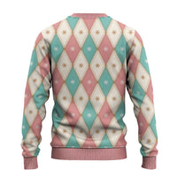 Pastel Snowflake Christmas Argyle Pattern Ugly Christmas Sweater - Wonder Print Shop