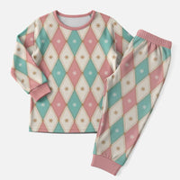 Pastel Snowflake Christmas Argyle Pattern Christmas Pajama Set - Wonder Print Shop