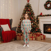 Pastel Snowflake Christmas Argyle Pattern Christmas Pajama Set - Wonder Print Shop