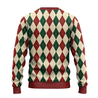 Red Green Harlequin Diamond Christmas Pattern Ugly Christmas Sweater - Wonder Print Shop