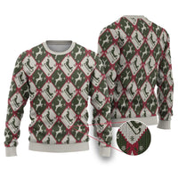 Dark Forest Green Christmas Argyle Pattern Ugly Christmas Sweater - Wonder Print Shop