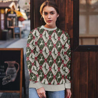 Dark Forest Green Christmas Argyle Pattern Ugly Christmas Sweater - Wonder Print Shop