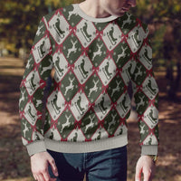 Dark Forest Green Christmas Argyle Pattern Ugly Christmas Sweater - Wonder Print Shop