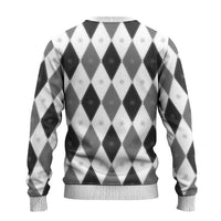 Black White Snowflake Christmas Argyle Pattern Ugly Christmas Sweater - Wonder Print Shop