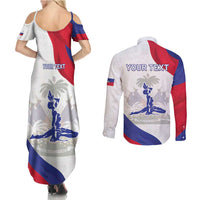 Personalised Haiti 221st Anniversary Independence Day Couples Matching Summer Maxi Dress and Long Sleeve Button Shirt LT05 - Wonder Print Shop