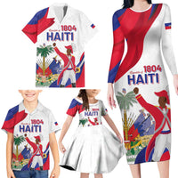 Personalised Haiti 221st Anniversary Independence Day Family Matching Long Sleeve Bodycon Dress and Hawaiian Shirt LT05 - Wonder Print Shop