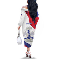 Personalised Haiti 221st Anniversary Independence Day Family Matching Off The Shoulder Long Sleeve Dress and Hawaiian Shirt LT05 - Wonder Print Shop