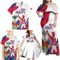 Personalised Haiti 221st Anniversary Independence Day Family Matching Off Shoulder Maxi Dress and Hawaiian Shirt LT05 - Wonder Print Shop