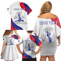 Personalised Haiti 221st Anniversary Independence Day Family Matching Off Shoulder Short Dress and Hawaiian Shirt LT05 - Wonder Print Shop