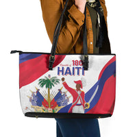 Haiti 221st Anniversary Independence Day Leather Tote Bag LT05 - Wonder Print Shop