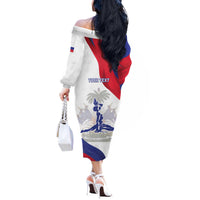 Personalised Haiti 221st Anniversary Independence Day Off The Shoulder Long Sleeve Dress LT05 - Wonder Print Shop
