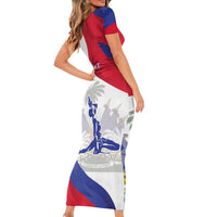 Personalised Haiti 221st Anniversary Independence Day Short Sleeve Bodycon Dress LT05 - Wonder Print Shop