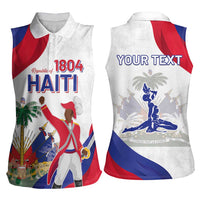 Personalised Haiti 221st Anniversary Independence Day Women Sleeveless Polo Shirt LT05 - Wonder Print Shop