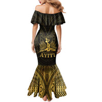 Haiti 1804 Family Matching Mermaid Dress and Hawaiian Shirt Polynesian Gold Neg Maron LT05 - Wonder Print Shop