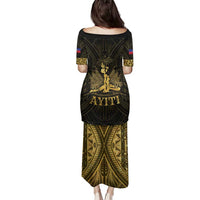 Haiti 1804 Family Matching Puletasi and Hawaiian Shirt Polynesian Gold Neg Maron LT05 - Wonder Print Shop