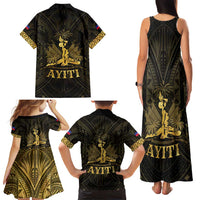 Haiti 1804 Family Matching Tank Maxi Dress and Hawaiian Shirt Polynesian Gold Neg Maron LT05 - Wonder Print Shop
