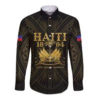 Haiti 1804 Long Sleeve Button Shirt Polynesian Gold Neg Maron LT05 - Wonder Print Shop