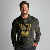 Haiti 1804 Long Sleeve Polo Shirt Polynesian Gold Neg Maron LT05 - Wonder Print Shop