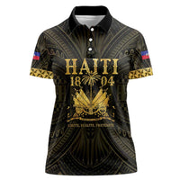 Haiti 1804 Women Polo Shirt Polynesian Gold Neg Maron LT05 - Wonder Print Shop