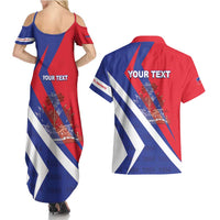 Personalised Haiti 1804 Couples Matching Summer Maxi Dress and Hawaiian Shirt Coat Of Arms Simple Style LT05 - Wonder Print Shop