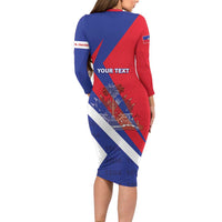 Personalised Haiti 1804 Family Matching Long Sleeve Bodycon Dress and Hawaiian Shirt Coat Of Arms Simple Style LT05 - Wonder Print Shop