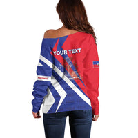 Personalised Haiti 1804 Off Shoulder Sweater Coat Of Arms Simple Style LT05 - Wonder Print Shop