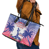 Haiti Independence Day Leather Tote Bag Neg Maron Polynesian Style LT05