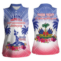 Personalised Haiti Independence Day Women Sleeveless Polo Shirt Neg Maron Polynesian Style LT05
