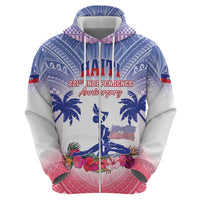 Personalised Haiti Independence Day Zip Hoodie Neg Maron Polynesian Style LT05