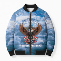 250 Years Of Freedom Bomber Puffer Jacket American Patriotic 1776 To 2026 Majestic Bald Eagle - Wonder Print Shop