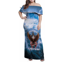250 Years Of Freedom Family Matching Off Shoulder Maxi Dress and Hawaiian Shirt American Patriotic 1776 To 2026 Majestic Bald Eagle - Wonder Print Shop