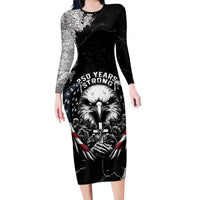 Personalized USA 250 Years Strong Long Sleeve Bodycon Dress 4th Of July 2026 Semiquincentennial - Wonder Print Shop