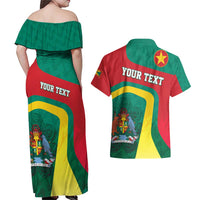 Personalised Grenada Couples Matching Off Shoulder Maxi Dress and Hawaiian Shirt Coat Of Arms Unique Style