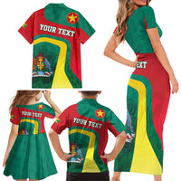 Personalised Grenada Family Matching Short Sleeve Bodycon Dress and Hawaiian Shirt Coat Of Arms Unique Style