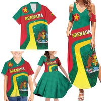 Personalised Grenada Family Matching Summer Maxi Dress and Hawaiian Shirt Coat Of Arms Unique Style