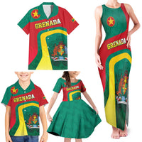 Personalised Grenada Family Matching Tank Maxi Dress and Hawaiian Shirt Coat Of Arms Unique Style