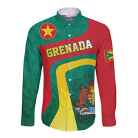Personalised Grenada Long Sleeve Button Shirt Coat Of Arms Unique Style