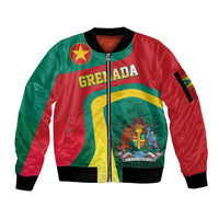 Personalised Grenada Sleeve Zip Bomber Jacket Coat Of Arms Unique Style