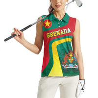 Personalised Grenada Women Sleeveless Polo Shirt Coat Of Arms Unique Style