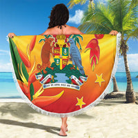 Grenada Beach Blanket Gwenad Flag With Heliconia Lobster Claws
