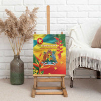 Grenada Canvas Wall Art Gwenad Flag With Heliconia Lobster Claws