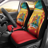 Grenada Car Seat Cover Gwenad Flag With Heliconia Lobster Claws