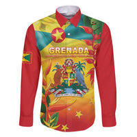 Grenada Family Matching Short Sleeve Bodycon Dress and Hawaiian Shirt Gwenad Flag With Heliconia Lobster Claws