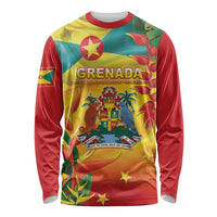 Grenada Long Sleeve Shirt Gwenad Flag With Heliconia Lobster Claws