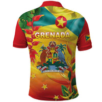 Grenada Polo Shirt Gwenad Flag With Heliconia Lobster Claws